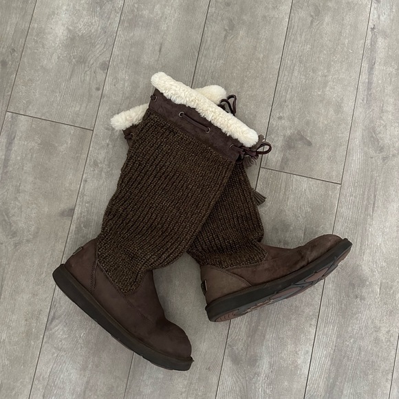 UGG Suburb Crochet Knit Slouch Suede Boots women’s size 8 - Picture 14 of 16